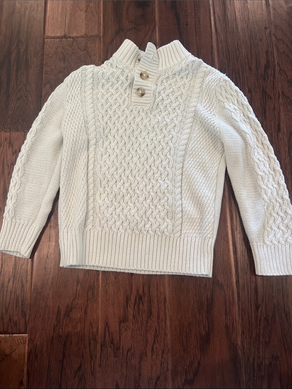Cat & Jack Cream Cable Knit Button-Trim Pullover Sweater